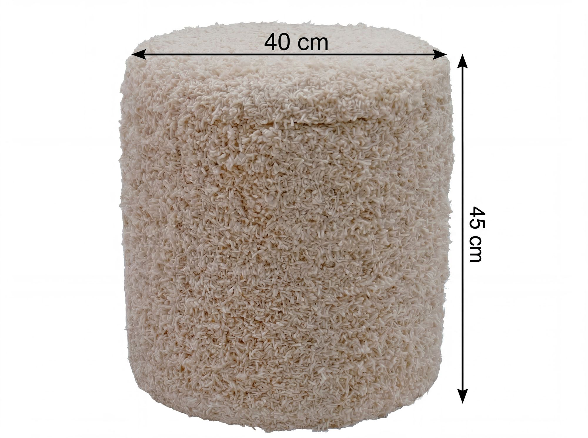 Sitzhocker mit Stauraum aus Wolle 40cm Beige Stoff Rund – Bild 4