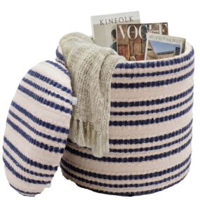 Sitzhocker mit Stauraum aus Baumwolle 40cm Beige Stoff Rund -