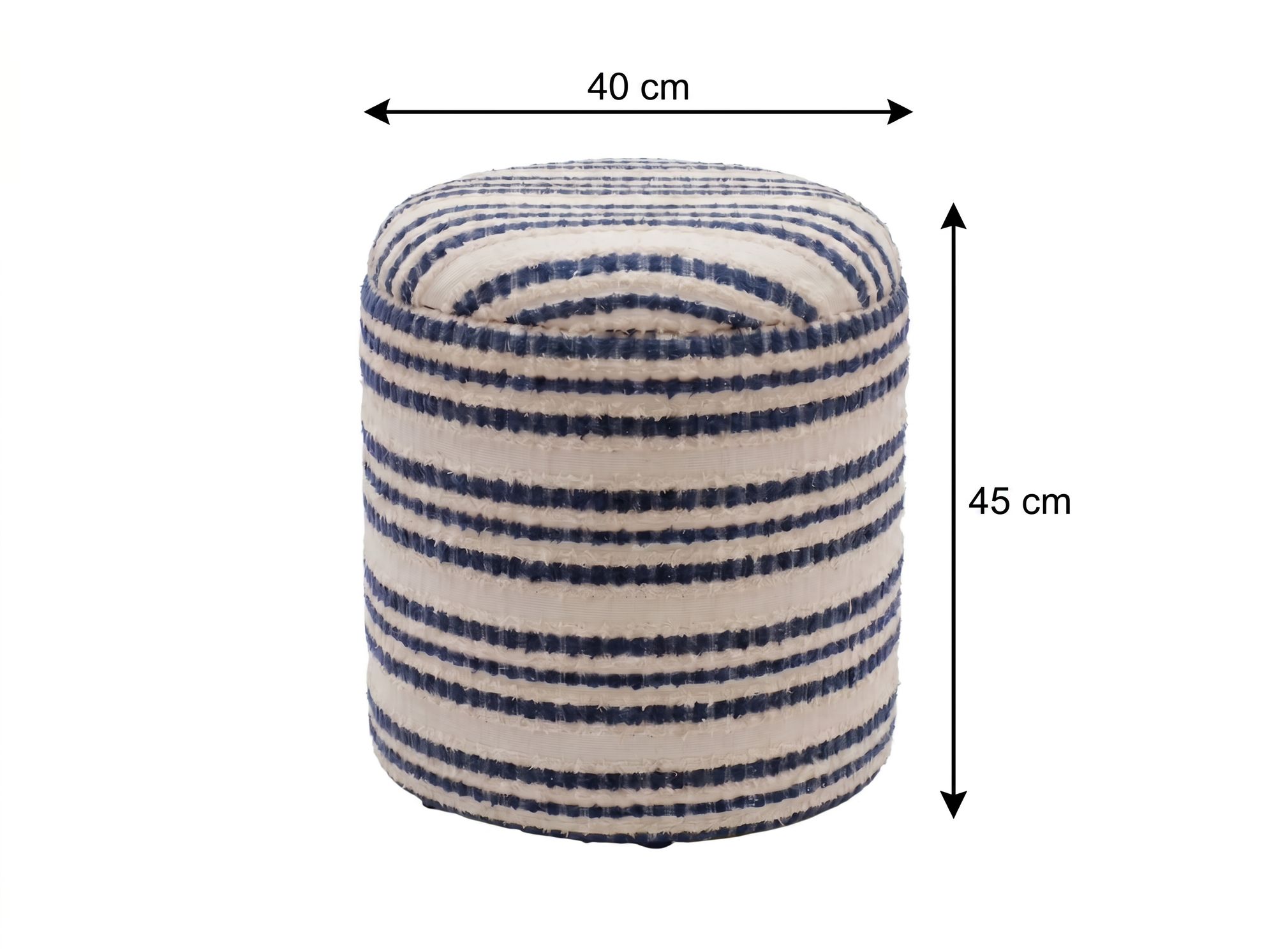 Sitzhocker mit Stauraum aus Baumwolle 40cm Beige Stoff Rund – Bild 4