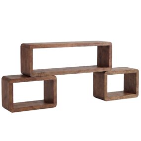 Standregal 3er Set Sheesham Massivholz Braun Rechteckig - Design Dekoregal