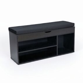 Schuhbank mit Sitzfläche Garderoben-Bank 104x51x32 cm Stoff Schwarz Holzbank Klein