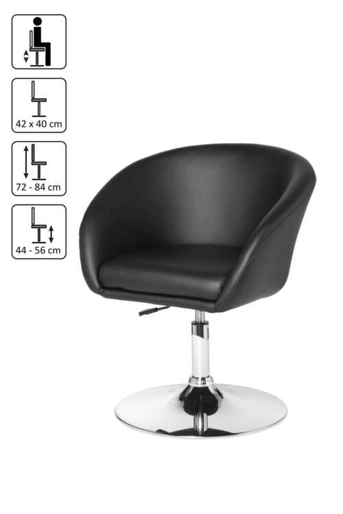 Design Relaxsessel Loungesessel Kunstleder Cocktailsessel schwarz Sessel Drehbar Esszimmerstuhl – Bild 3