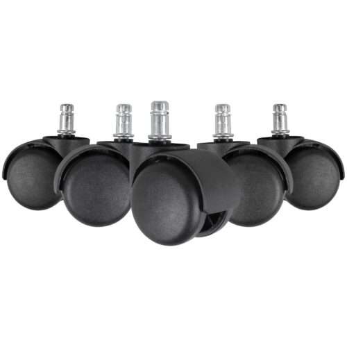 5er Set gebremste Weichboden-Rollen für Bürostuhl 11 mm Stift – Bild 2