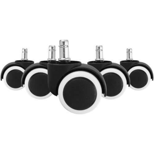 5er Set gebremste Rollen für Bürostuhl Schwarz/ Weiß 11mm/Durchmesser 50mm – Bild 2