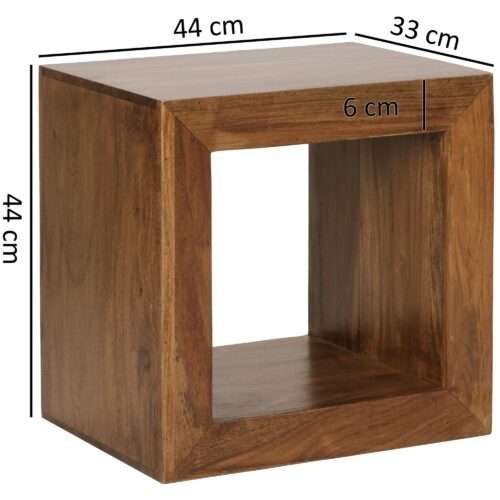 Standregal Massivholz Sheesham 44cm hoch Cube Regal Design Holzregal Naturprodukt – Bild 4