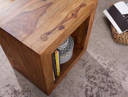 Standregal Massivholz Sheesham 44cm hoch Cube Regal Design Holzregal Naturprodukt – Bild 6