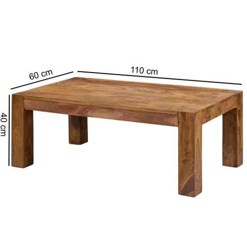 Couchtisch  Massiv-Holz Sheesham 110cm breit Wohnzimmer-Tisch Design dunkel-braun Landhaus-Stil – Bild 4
