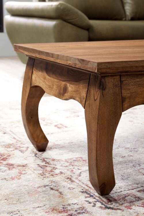 Couchtisch Massiv-Holz Sheesham 110 cm breit Wohnzimmer-Tisch Design dunkel-braun Landhaus-Stil – Bild 6