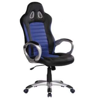 Bürostuhl SPA Blau Gaming Chefsessel mit Armlehne gepolstert 110 kg Sport-Sitz Drehstuhl Kopfstütze Race Schreibtischstuhl Gamer Design Modern Drehsessel Racing