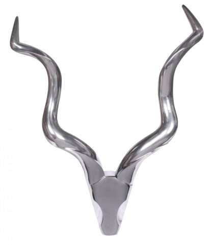 Deko Hirschgeweih L Aluminium Wanddeko 80 cm Landhausstil Silber Metall modern | Design Hirschkopf Landhaus Geweih Wand groß | Wohndeko Hirsch außen | Wandschmuck XL