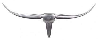 Bull Geweih S Wanddekoration 74cm breit Alu Aluminium silber Aluminiumdekoration Wandgeweih Designdekoration