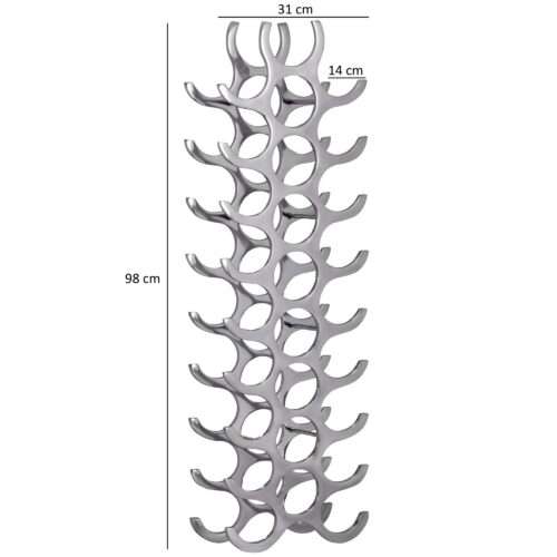 Design Aluminium Weinregal 27 Flaschen in Silber 31x98x14 cm Flaschenregal – Bild 3