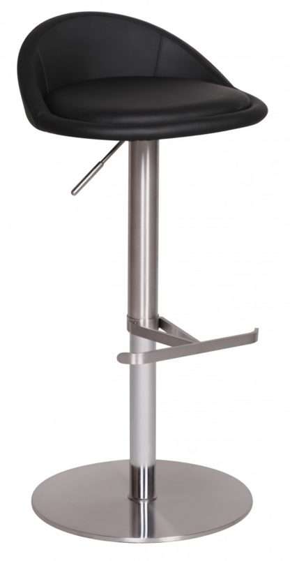 Barhocker Schwarz Edelstahl höhenverstellbare Sitzhöhe 54-79 cm | Design Barstuhl mit Rückenlehne | Bistrohocker Barsitz Gepolstert | Thekenhocker 360° Drehbar | Tresenstuhl Modern