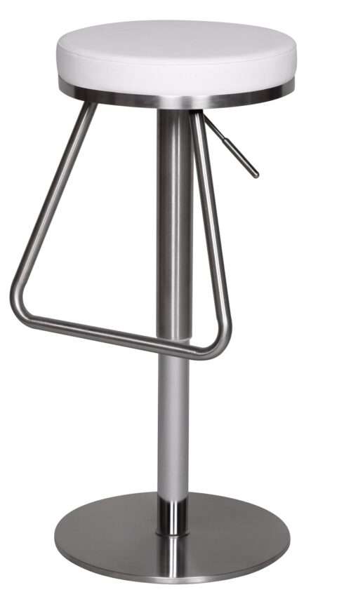 Barhocker Weiß Edelstahl höhenverstellbare Sitzfläche 54 - 79 cm Design Barstuhl mit Rückenlehne – Bild 4