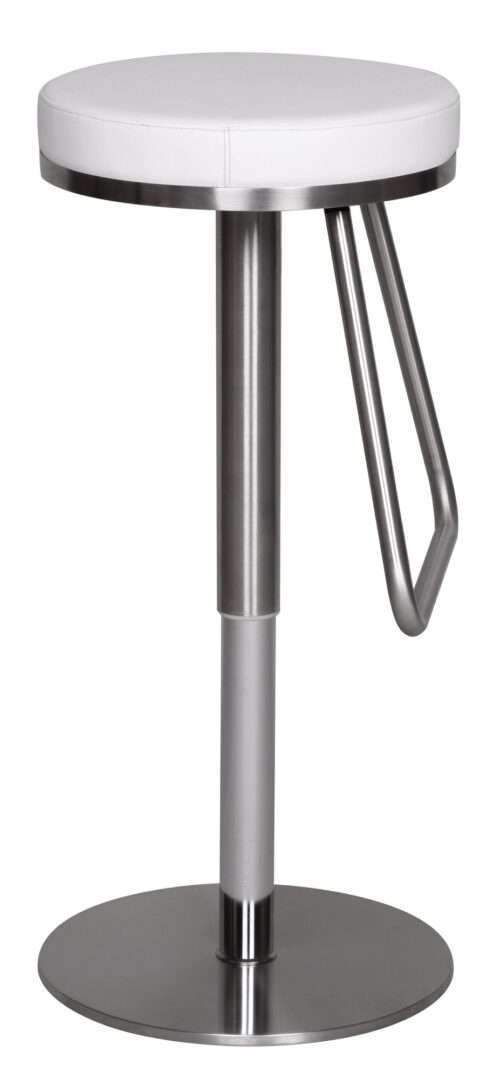 Barhocker Weiß Edelstahl höhenverstellbare Sitzfläche 54 - 79 cm Design Barstuhl mit Rückenlehne – Bild 5
