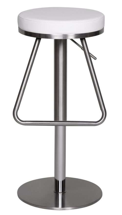 Barhocker Weiß Edelstahl höhenverstellbare Sitzfläche 54 - 79 cm Design Barstuhl mit Rückenlehne – Bild 2