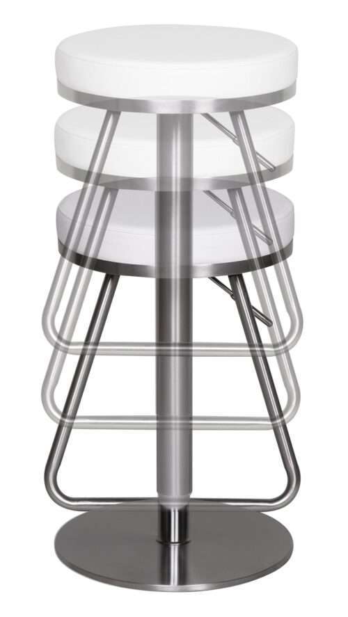 Barhocker Weiß Edelstahl höhenverstellbare Sitzfläche 54 - 79 cm Design Barstuhl mit Rückenlehne – Bild 6