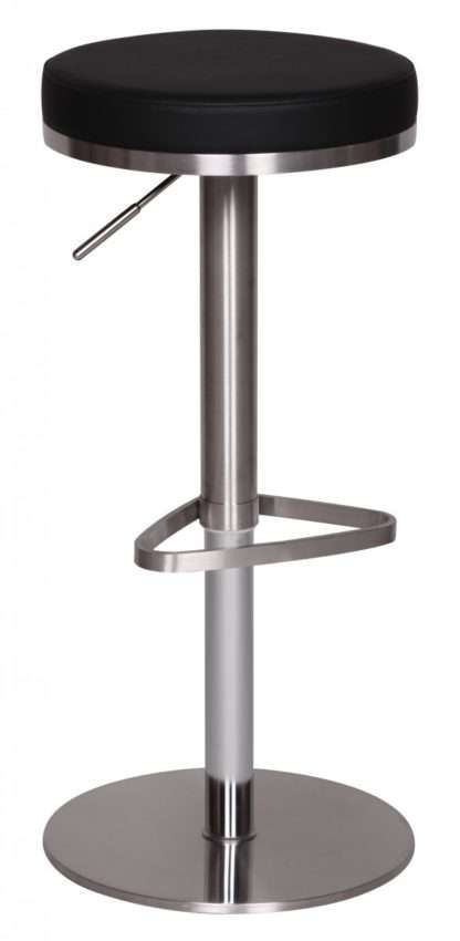 Barhocker Schwarz Edelstahl höhenverstellbare Sitzhöhe 57 - 82 cm | Barstuhl Modern 360° Drehbar | Tresenhocker mit Standfuß | Design Bistrohocker Hoch | Tresenstuhl-Sitz Gepolstert