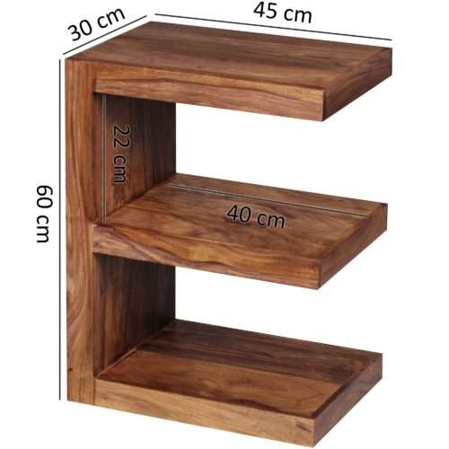 Beistelltisch MUMBAI Massivholz Sheesham E Cube 60cm hoch Wohnzimmer-Tisch Design braun – Bild 4