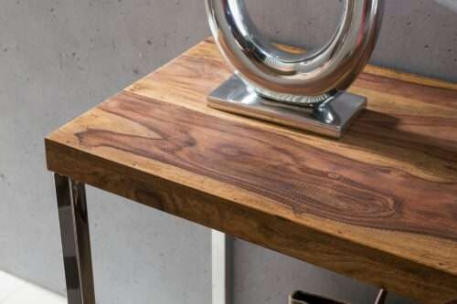 Konsolentisch GUNA Massivholz Sheesham Konsole mit Metallbeinen Schreibtisch 120x45 cm – Bild 6