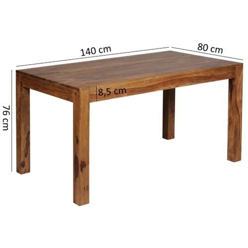 Esszimmertisch MUMBAI 140x80x76 cm Sheesham Massivholz Esstisch Zeitlos Küchentisch Rechteckig – Bild 4