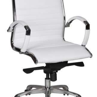 Bürostuhl SALZBURG 2 Bezug Echtleder Weiß Design Schreibtischstuhl X-XL 120kg Chefsessel höhenverstellbar Drehstuhl ergonomisch mit Armlehnen Polster niedrige Rücken-Lehne Wippfunktion niedrig