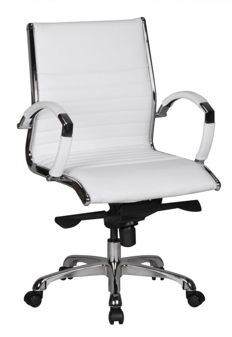 Bürostuhl SALZBURG 2 Bezug Echtleder Weiß Design Schreibtischstuhl X-XL 120kg Chefsessel höhenverstellbar Drehstuhl ergonomisch mit Armlehnen Polster niedrige Rücken-Lehne Wippfunktion niedrig
