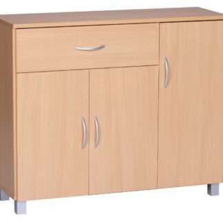 Sideboard SETE Buche mit 1 Schublade & 3 Türen 90 x 75 x 30 cm | Design Kommode aus Holz | Anrichte Flur-Schrank mit Griffen