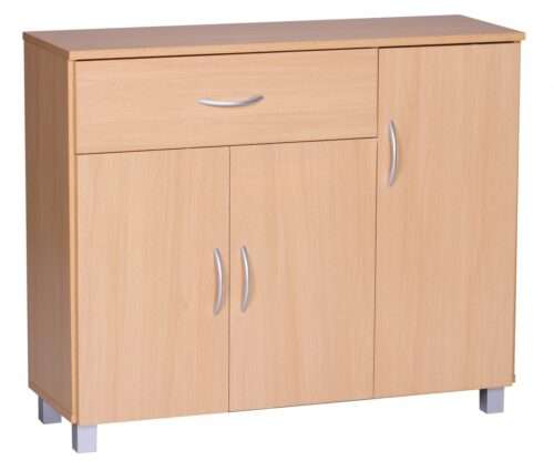 Sideboard SETE Buche mit 1 Schublade & 3 Türen 90 x 75 x 30 cm | Design Kommode aus Holz | Anrichte Flur-Schrank mit Griffen