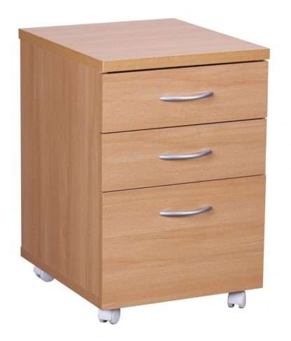 Rollcontainer OTTAWA 40 x 60 x 45 cm Unterschrank mit Rollen Buche | Rollwagen mit Schubladen | Roll-Schrank Büro | Kosmetikwagen Make Up Wagen | Container unter Schreibtisch