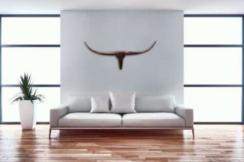Deko Geweih Bull M Bronze 100 cm Aluminium Design Hörner – Bild 5