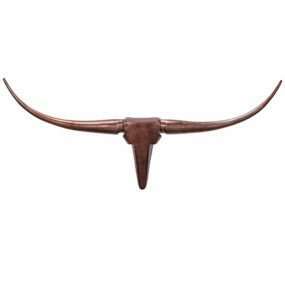 Deko Geweih Bull M Bronze 100 cm Aluminium Design Hörner | Wanddekoration Stierkopf Horn Modern | Wandskulptur Geweih-Jagdtrophäe Metall | Longhorn Wandschmuck Groß