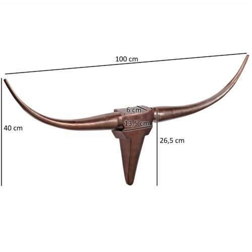 Deko Geweih Bull M Bronze 100 cm Aluminium Design Hörner – Bild 3