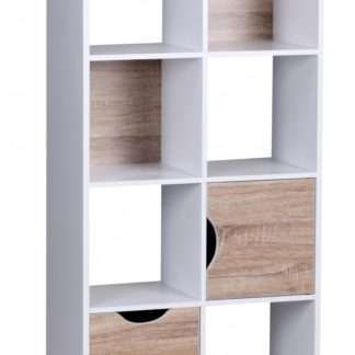 Bücherregal MASSA 60 x 120 x 29 cm Weiß Sonoma Eiche mit Schubladen und Tür