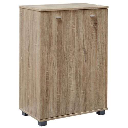 Design Schuhschrank NIMES modern Holz Sonoma 12 Paar Schuhe 4 Fächer 2 Türen | Schuhregal 60x90x35 cm platzsparend | Schuhkommode Flurschrank mit Ablage