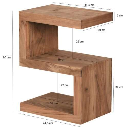 Beistelltisch MUMBAI Massivholz Akazie S Cube 60 cm hoch Wohnzimmer-Tisch Design braun – Bild 4