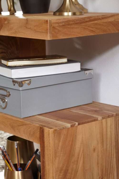 Beistelltisch MUMBAI Massivholz Akazie S Cube 60 cm hoch Wohnzimmer-Tisch Design braun – Bild 6