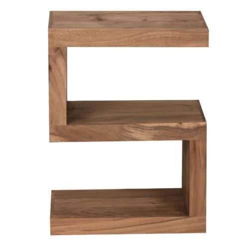 Beistelltisch MUMBAI Massivholz Akazie S Cube 60 cm hoch Wohnzimmer-Tisch Design braun – Bild 7