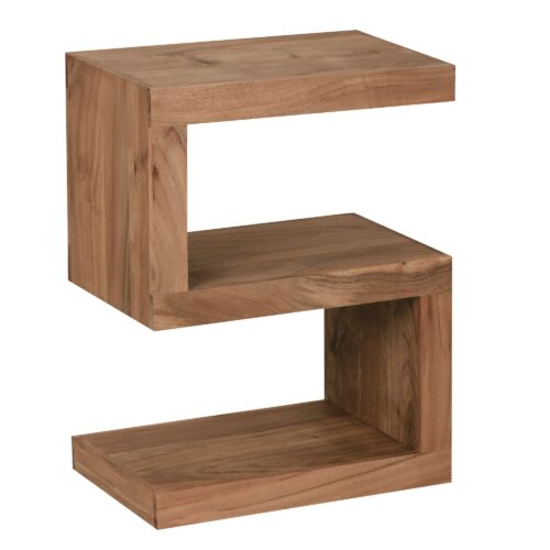 Beistelltisch MUMBAI Massivholz Akazie S Cube 60 cm hoch Wohnzimmer-Tisch Design braun Landhaus-Stil Couchtisch