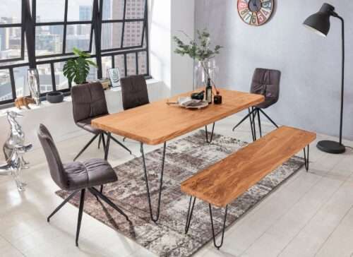 Esstisch BAGLI Massivholz Akazie 180x76x80 cm Esszimmertisch Küchentisch modern Holztisch – Bild 3