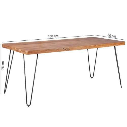Esstisch BAGLI Massivholz Akazie 180x76x80 cm Esszimmertisch Küchentisch modern Holztisch – Bild 4