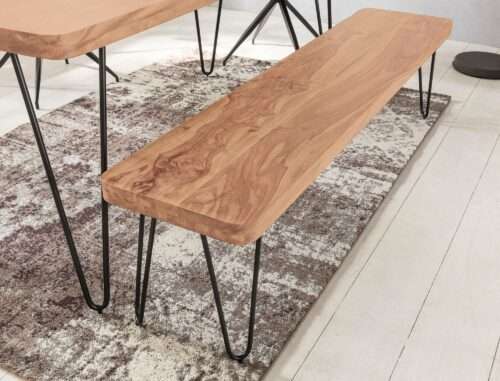 Esszimmer Sitzbank BAGLI Massiv-Holz Akazie 120 x 45 x 40 cm Holz-Bank Natur-Produkt – Bild 3