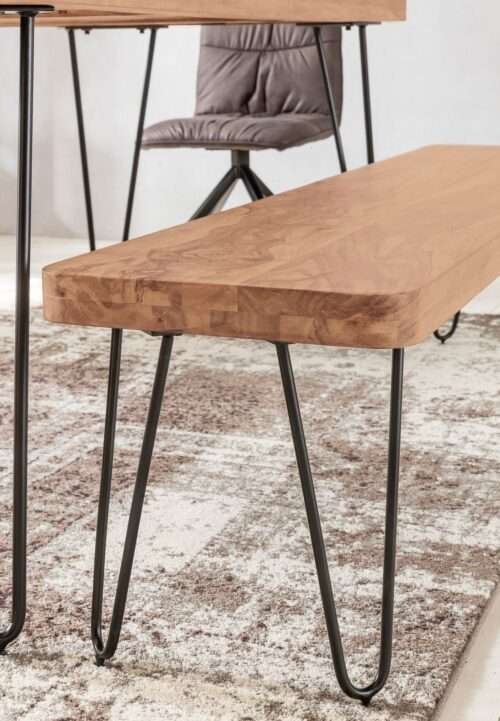 Esszimmer Sitzbank BAGLI Massiv-Holz Akazie 120 x 45 x 40 cm Holz-Bank Natur-Produkt – Bild 7