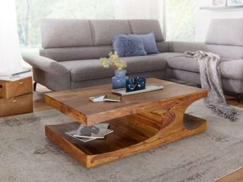 Couchtisch BOHA Massiv-Holz Sheesham 118 cm breit Wohnzimmer-Tisch Design dunkel-braun – Bild 3