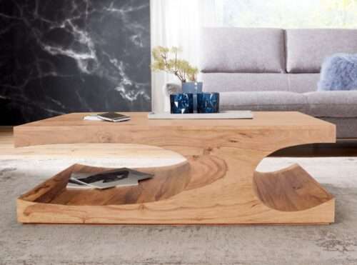 Couchtisch BOHA Massiv-Holz Akazie 118 cm breit Wohnzimmer-Tisch Design dunkel-braun – Bild 5