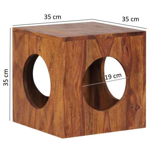 Beistelltisch MUMBAI Sheesham Massivholz 35x35x35 cm Cube Wohnzimmertisch Design Aufbewahrungstisch – Bild 4