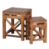 2er Set Beistelltisch PALI Massiv-Holz Sheesham Wohnzimmer-Tisch Design dunkel-braun Landhaus-Stil Couchtisch