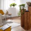 5 cm Sheesham Tische | Holztisch Natur-Produkt | Echtholz Beistelltische Dekosäulen | Drei Holztische Braun | Blumenhocker Holz Modern