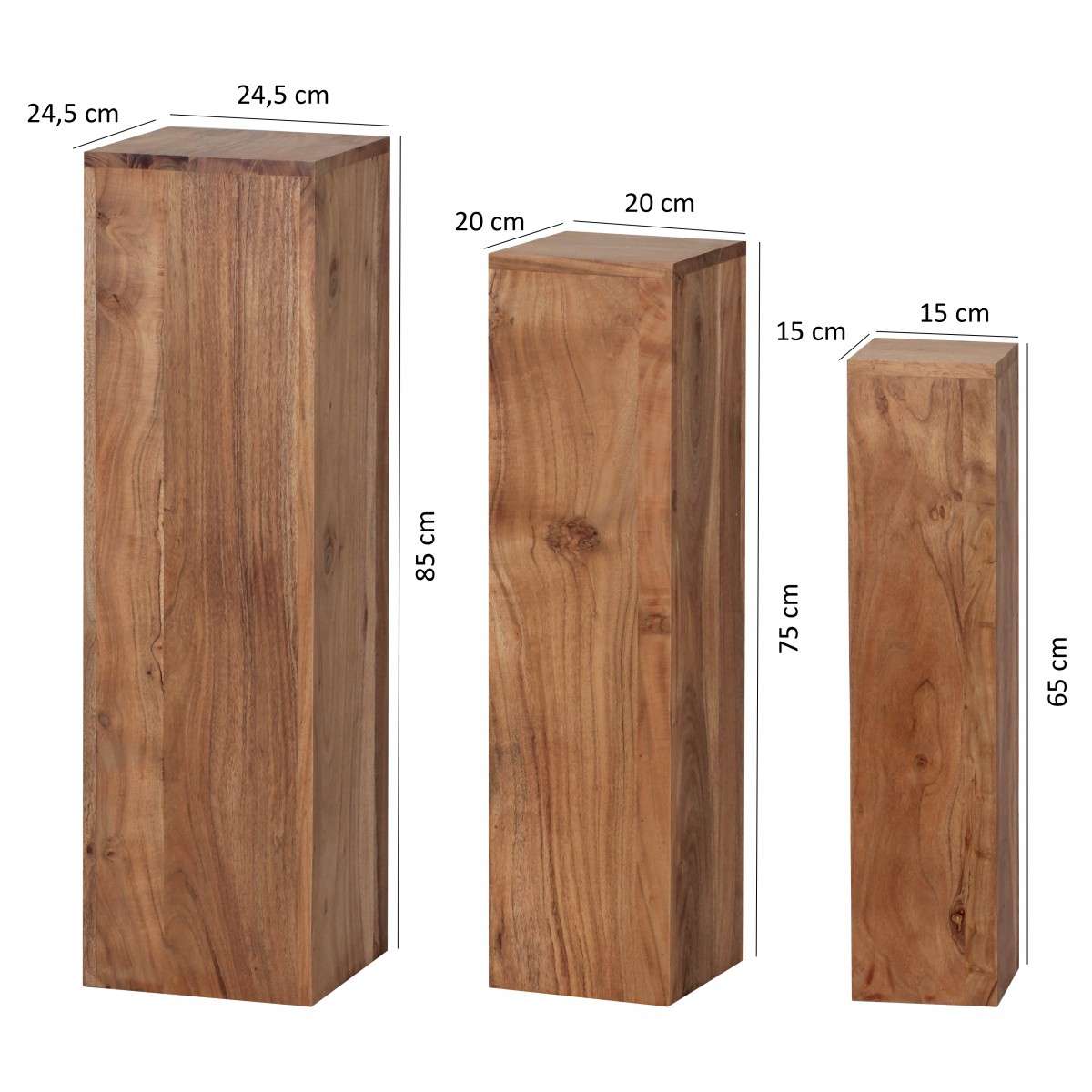 Beistelltisch 3er Set Massivholz 24,5x85x24,5 cm online kaufen