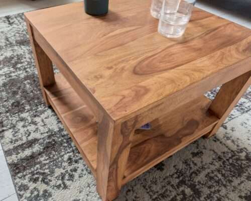 Couchtisch MUMBAI Massiv-Holz Akazie 60 x 60 cm Wohnzimmer-Tisch Design dunkel-braun – Bild 6